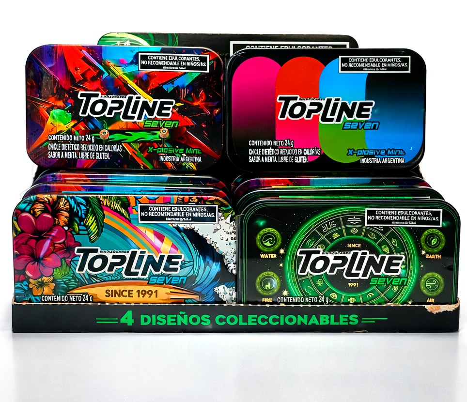 Chicles Topline Seven en lata edición limitada